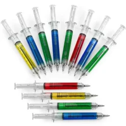 Pencil Specialty Store 17 Kicko Syringe Pens, 12 Pack Multi-Color Syringe Pen