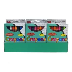 Charles Leonard Creative Arts Crayons, Assorted Colors, 24 Boxes With A Shelf Tray