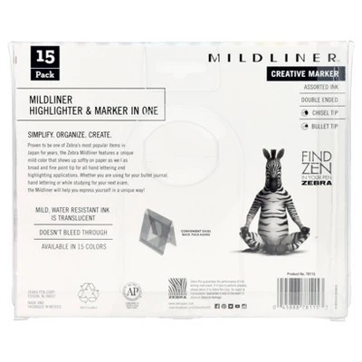Zebra 15ct Mildliner Dual-tip Creative Marker Assorted Colors 1 Zebra 15ct Mildliner Dual-tip Creative Marker Assorted Colors