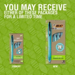 BIC Ecolutions Ocean-Bound Retractable Ballpoint Pens Medium Point Black Ink Dozen (BPRR11-BLK)