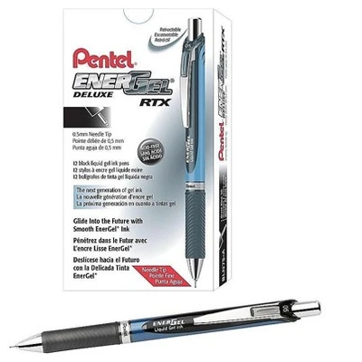 Pentel Gel Pen Retract/Refillable Needle Tip 0.5mm 12/BX BK Ink BLN75ABX 2 Pentel Gel Pen Retract/Refillable Needle Tip 0.5mm 12/BX BK Ink BLN75ABX - Image 2