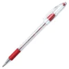 Pentel R.S.V.P. Refillable Ballpoint Pen, 0.7 Mm Fine Tip, Red Ink, Clear Barrel, Pack Of 12
