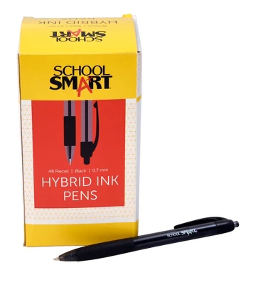 School Smart Retractable Hybrid Pens, Black, Pack Of 48 1 School Smart Retractable Hybrid Pens, Black, Pack Of 48
