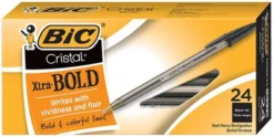 BIC Cristal Bold Non-Refillable Ball Point Pen, 1.6 Mm Medium Tip, Black, Pack Of 24