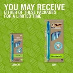 BIC Ecolutions Ocean-Bound Retractable Ballpoint Pens Medium Point Blue Ink Dozen (BPRR11-BLU)