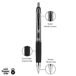Uni-ball 207 RT Retractable Gel Pens Bold Point Black Ink 344742