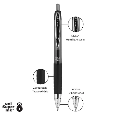 Uni-ball Uniball 207 Retractable Gel Pens Bold Point 1.0mm Black Ink 12/Pack (1790895) 1 Uni-ball Uniball 207 Retractable Gel Pens Bold Point 1.0mm Black Ink 12/Pack (1790895)