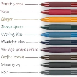 Arteza Retractable Gel Ink Colored Pens Set, Vintage Colors - Doodle, Draw, Journal - 10 Pack
