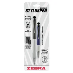 ZEBRA PEN CORP. StylusPen Telescopic Ballpoint Pen/Stylus Black Ink Blue/Gray Barrel 33602