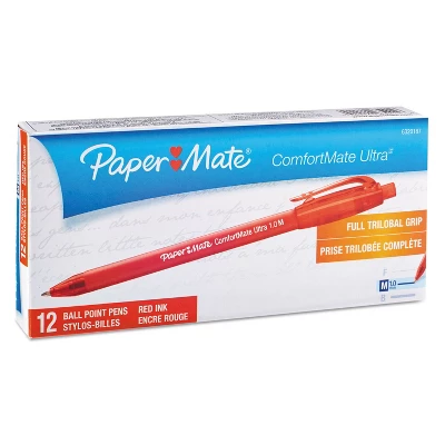 Paper Mate ComfortMate Ultra RT Ballpoint Retractable Pen Red Ink Medium Dozen 6320187 1 Paper Mate ComfortMate Ultra RT Ballpoint Retractable Pen Red Ink Medium Dozen 6320187