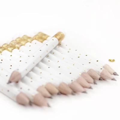 12pk Mini Pencils Polka Dots Foil Gold 4 12pk Mini Pencils Polka Dots Foil Gold - Image 4