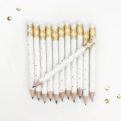 12pk Mini Pencils Polka Dots Foil Gold 3 12pk Mini Pencils Polka Dots Foil Gold - Image 3