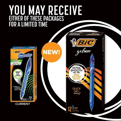 BIC Gel-ocity Quick Dry Retractable Gel Blue Ink Medium 1 Dozen RGLCG11BE 1 BIC Gel-ocity Quick Dry Retractable Gel Blue Ink Medium 1 Dozen RGLCG11BE
