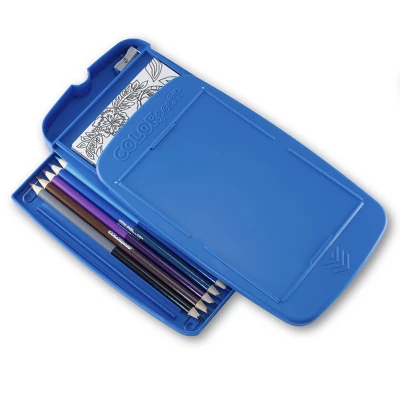 Kaplan Early Learning COLORpockit Portable Coloring Kit With Storage Bag & Bonus ABC Learning Cards - Blue - 44 Pieces 2 Kaplan Early Learning COLORpockit Portable Coloring Kit With Storage Bag & Bonus ABC Learning Cards - Blue - 44 Pieces - Image 2