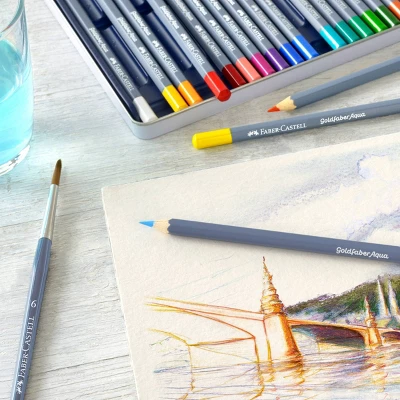 Faber-Castell 24ct Goldfaber Watercolor Pencil Tin 4 Faber-Castell 24ct Goldfaber Watercolor Pencil Tin - Image 4